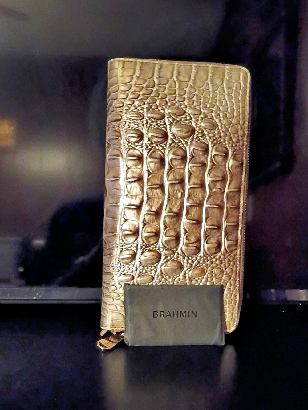 Brahmin Melbourne Zip Around Continental Wallet Gold